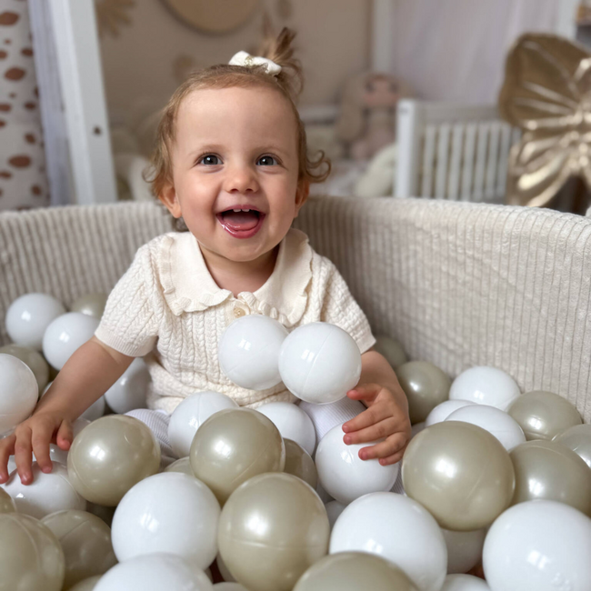 Aire de jeux avec 200 balles douces | Côtelé | Beige