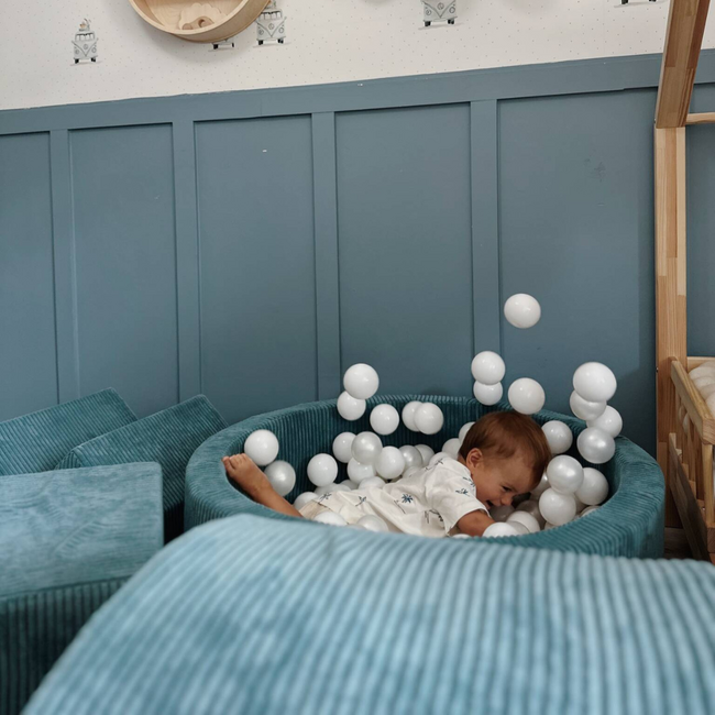 Bällebad-Spielset mit 3 weichen Schaumblöcken aus Cord – Blau | Sicher und spielerisch
