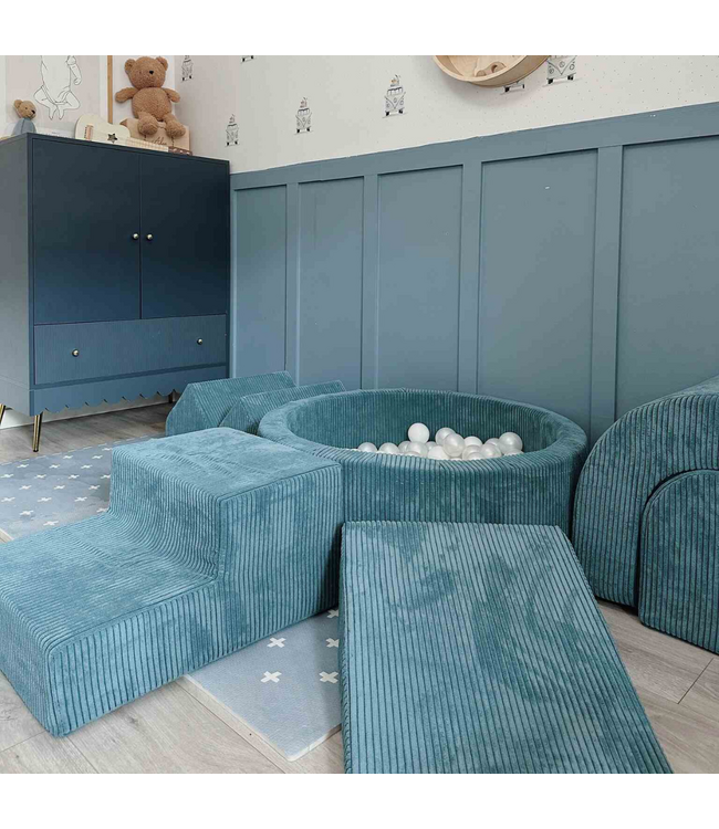 Ballenbak speelset met 3 zachte foamblokken van corduroy – Blauw | Veilig en speels