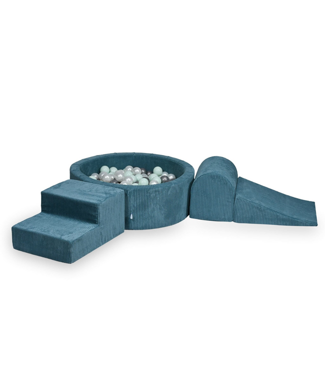 Ballenbak speelset met 3 zachte foamblokken van corduroy – Blauw | Veilig en speels