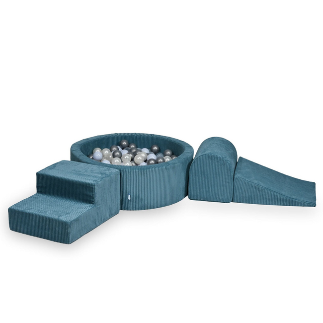 Ballenbak speelset met 3 zachte foamblokken van corduroy – Blauw | Veilig en speels