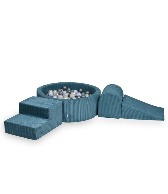 Ballenbak speelset met 3 zachte foamblokken van corduroy – Blauw | Veilig en speels