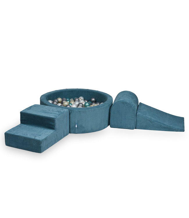 Ballenbak speelset met 3 zachte foamblokken van corduroy – Blauw | Veilig en speels