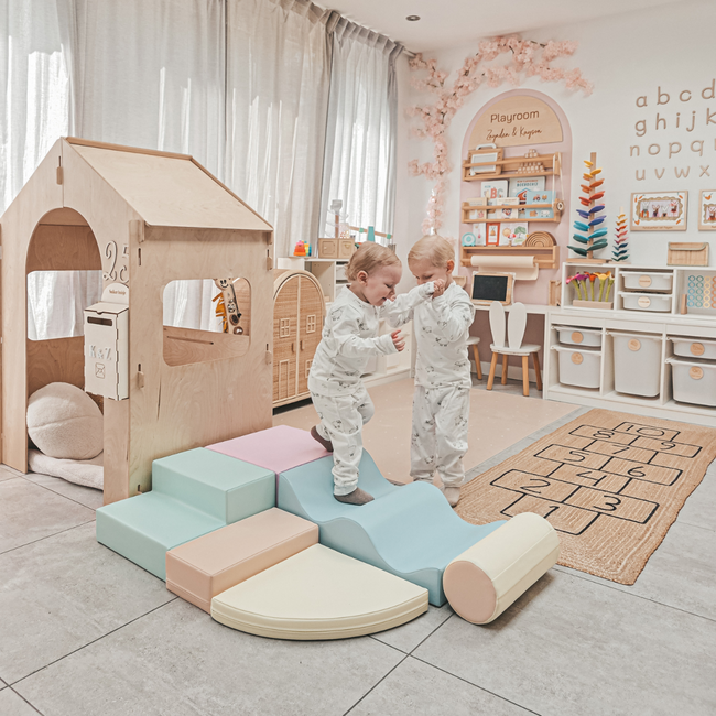 Ensemble de blocs en mousse Explorer – set de jeu doux et créatif en couleurs pastel