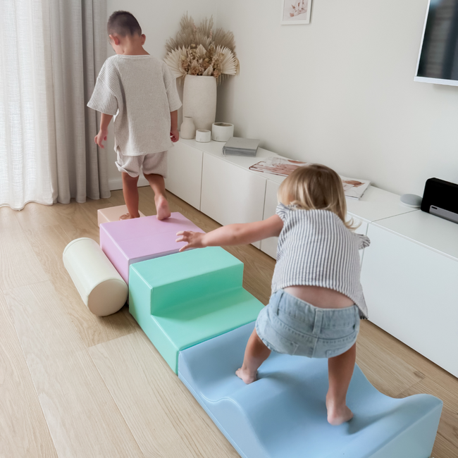 Foam block set Explorer – soft and creative play set in pastel colors