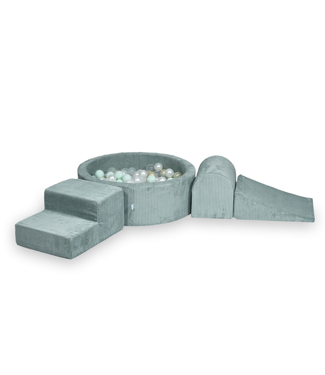 Ballenbak speelset met 3 zachte foamblokken van corduroy – Mint | Veilig en speels