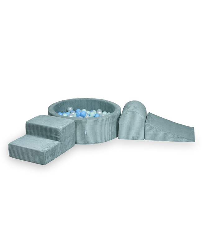 Ballenbak speelset met 3 zachte foamblokken van corduroy – Mint | Veilig en speels