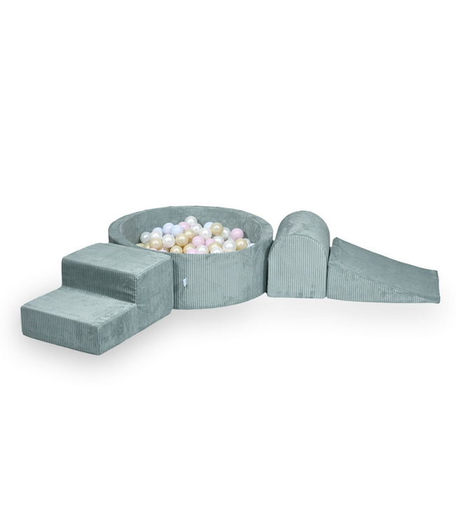 Ballenbak speelset met 3 zachte foamblokken van corduroy – Mint | Veilig en speels