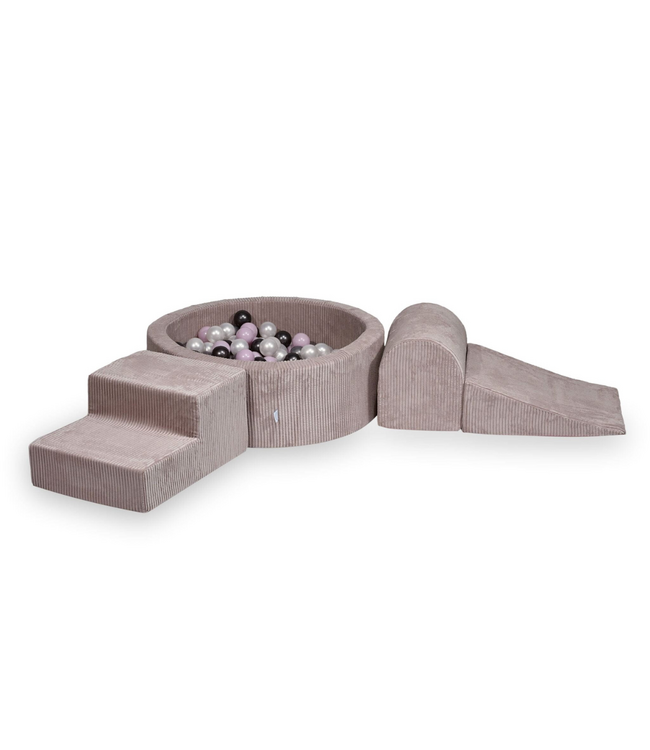 Ballenbak speelset met 3 zachte foamblokken van corduroy – Roze | Veilig en speels