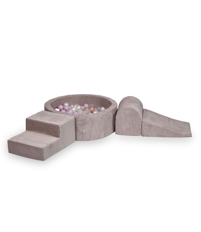 Ballenbak speelset met 3 zachte foamblokken van corduroy – Roze | Veilig en speels