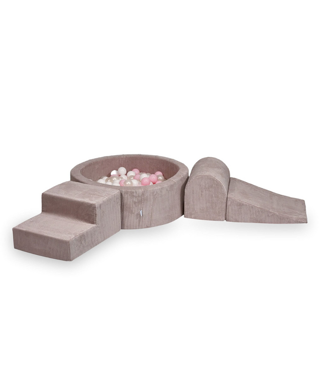 Ballenbak speelset met 3 zachte foamblokken van corduroy – Roze | Veilig en speels