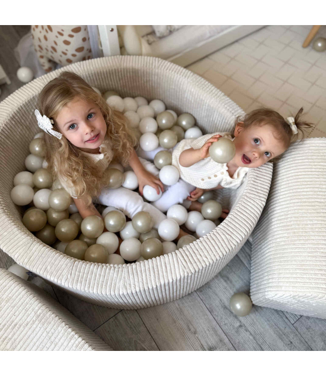 XL speelset met ballenbak en 5 zachte foamblokken van corduroy – Beige | Veilig en speels