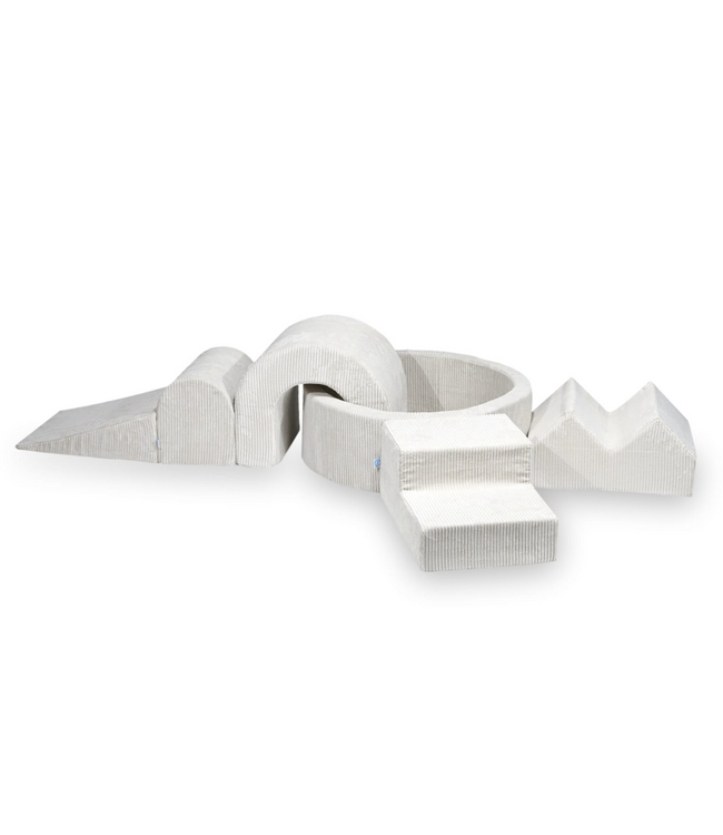 XL speelset met ballenbak en 5 zachte foamblokken van corduroy – Beige | Veilig en speels