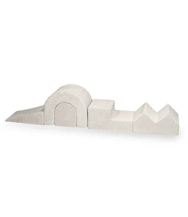 XL speelset met ballenbak en 5 zachte foamblokken van corduroy – Beige | Veilig en speels
