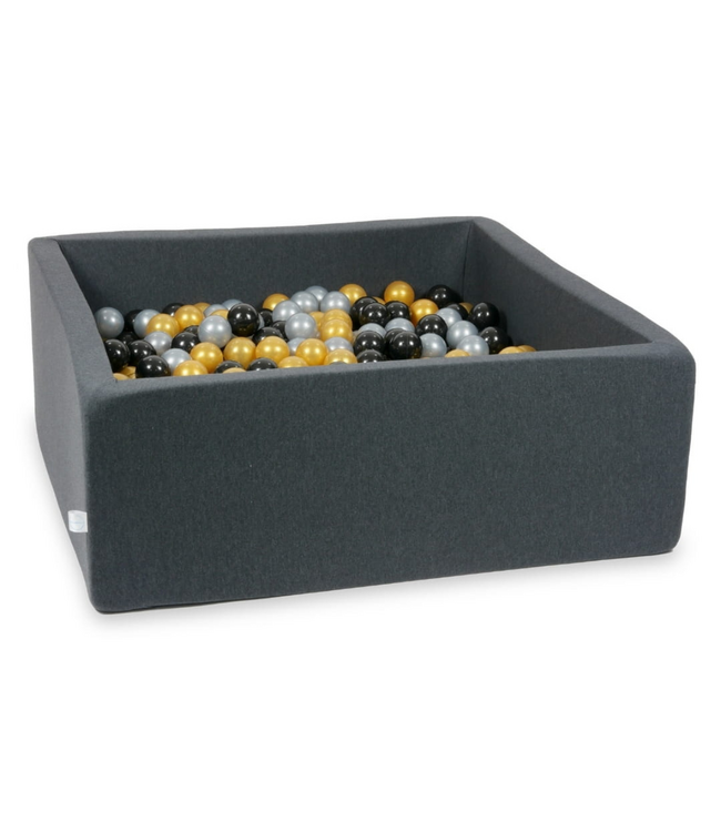 Vierkante ballenbak van katoen met 600 zachte ballen – Grijs