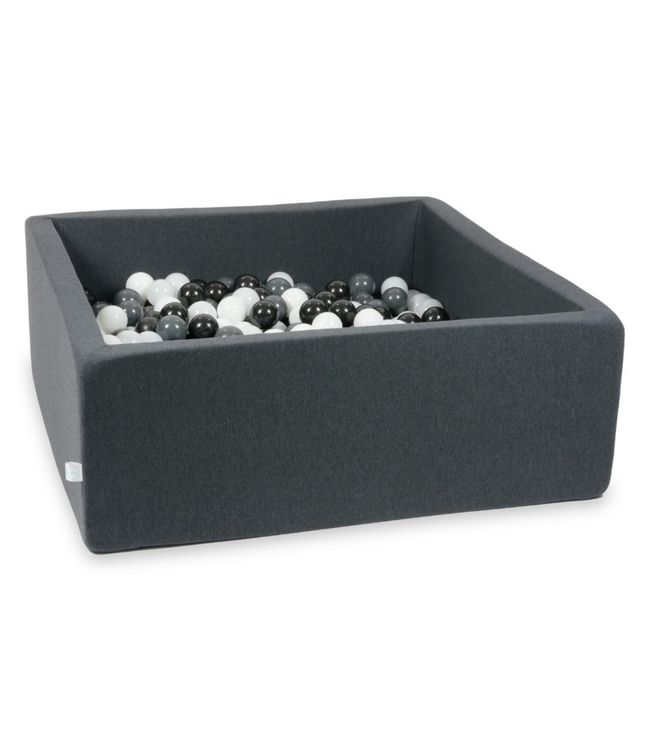 Vierkante ballenbak van katoen met 600 zachte ballen – Grijs