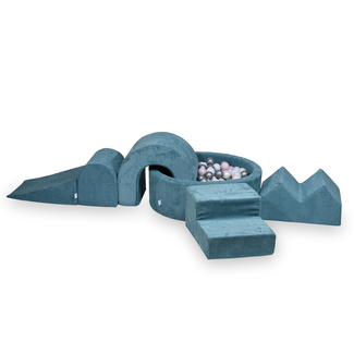 Mimii XL Play Set with Ball Pit and 5 Foam Blocks – Corduroy | Blue