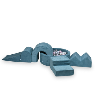 Mimii Speelset XL met ballenbak met 5 foamblokken – Corduroy | Blauw