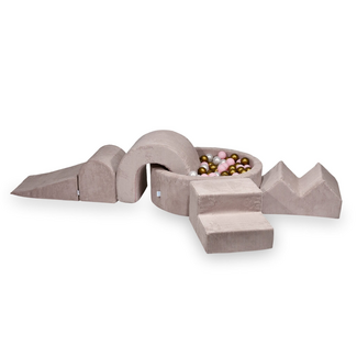 Mimii Set de jeu XL avec bac à balles et 5 blocs en mousse – Côtelé | Rose