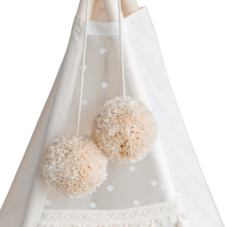 Minicamp Pompom tipi tent topper | Beige