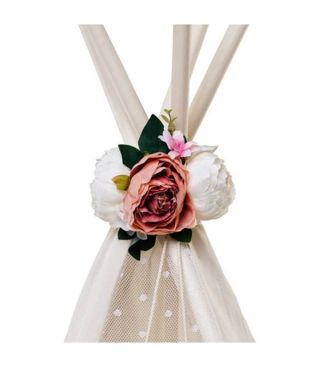 Decoratieve pioenrozen tipi tent topper – Roze | Voor een speelse en gezellige kinderkamer