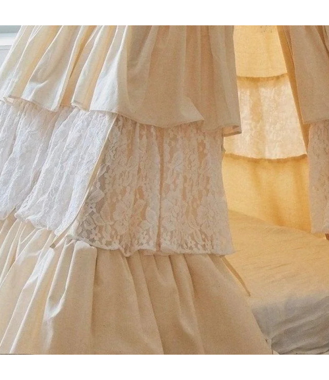 Tipi tent met speelse franje – Shabby Chic | Ecru | Gezellige speelhoek voor de kinderkamer