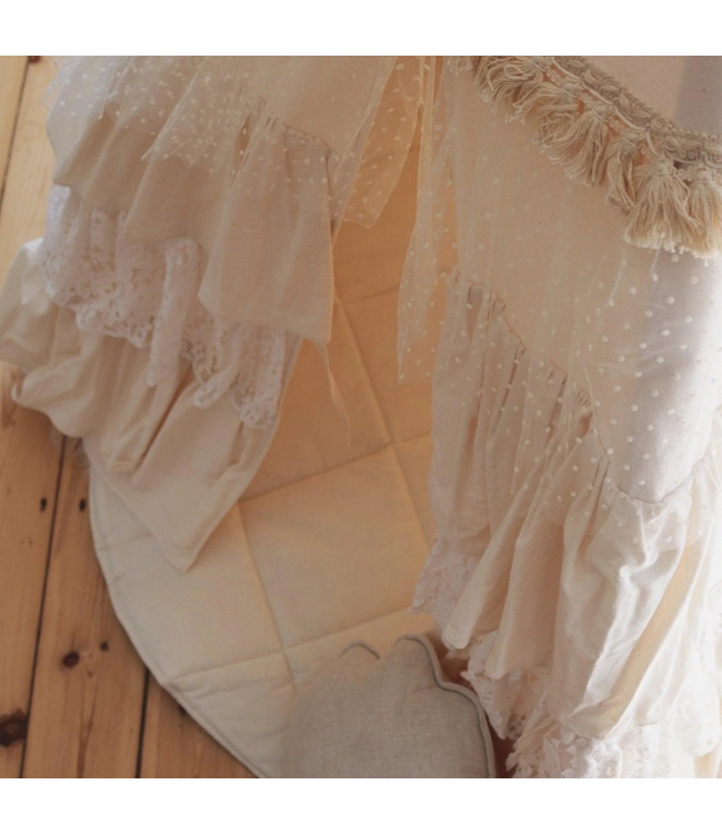 Tipi tent met speelse franje – Shabby Chic | Ecru | Gezellige speelhoek voor de kinderkamer