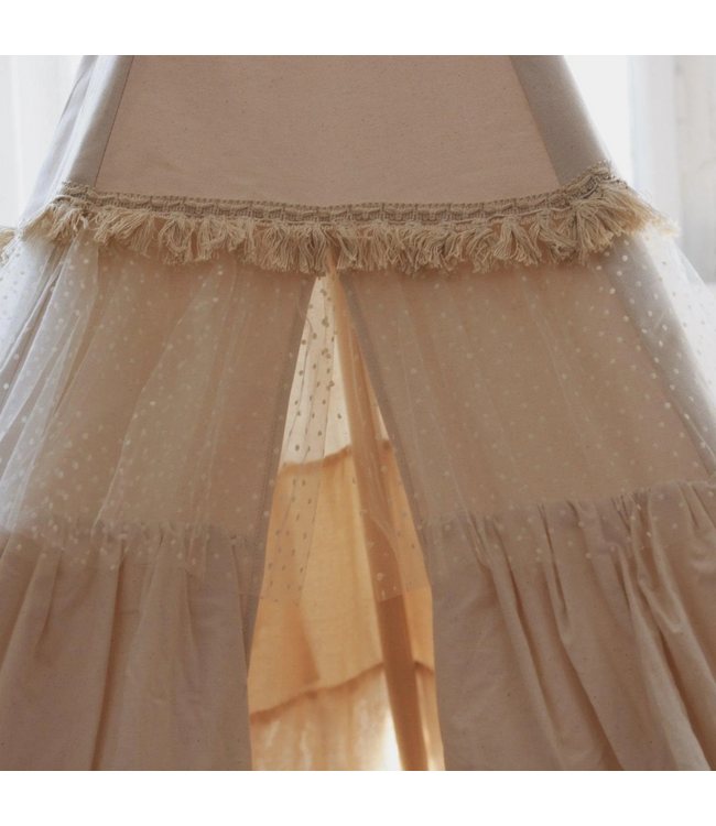 Tipi tent met speelse franje – Shabby Chic | Ecru | Gezellige speelhoek voor de kinderkamer