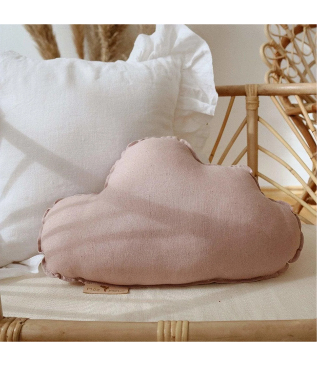Wolkenkussen van linnen – Poeder roze | Zacht en stijlvol voor kinderkamer of speelhoek
