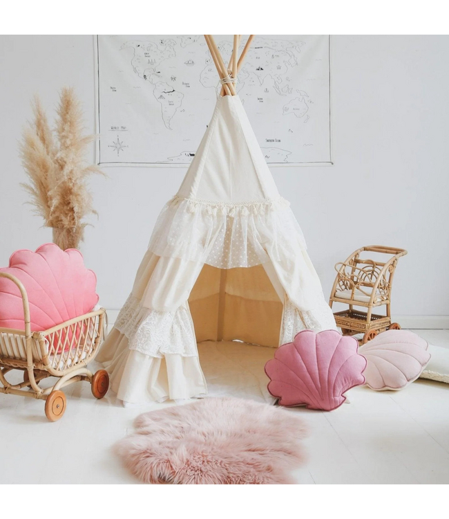 Wolkenkussen van linnen – Poeder roze | Zacht en stijlvol voor kinderkamer of speelhoek