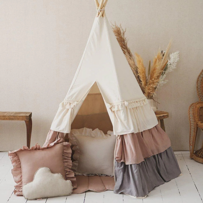 Coussin nuage en lin – Sand | Doux et élégant pour chambre d’enfant ou coin jeu