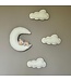Wolkenset met liggend beertje op de maan | 4-delig