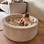 Piscine à balles avec balles en velours côtelé beige – espace de jeu sûr et confortable pour enfants