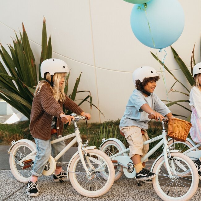 Vélo enfant 16 pouces crème – Vélo vintage avec panier et roulettes