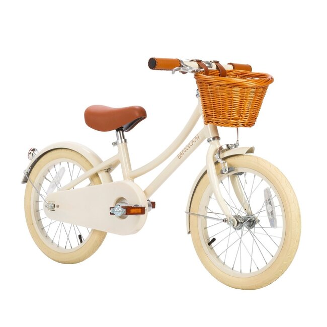 Vélo enfant 16 pouces crème – Vélo vintage avec panier et roulettes