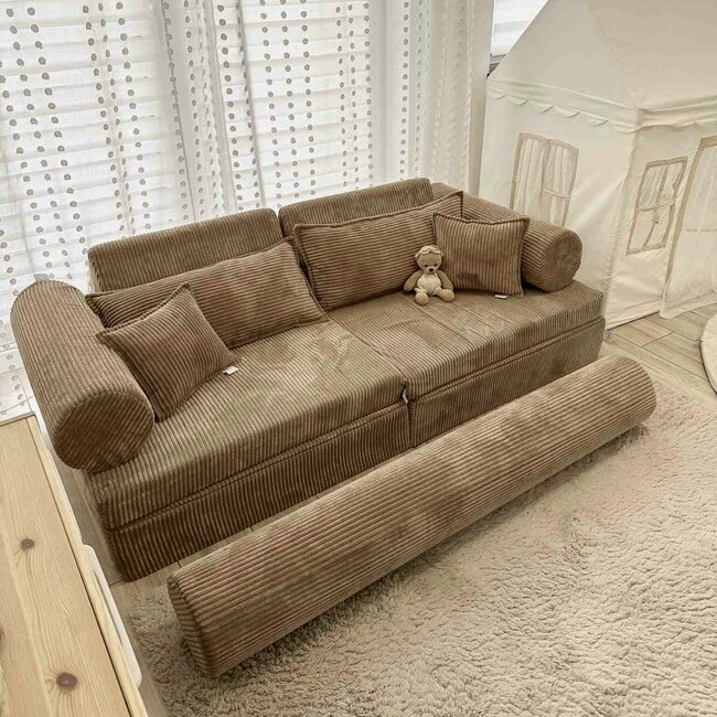 Banc Montessori luxe en velours côtelé | Toffee – Confortable et élégant