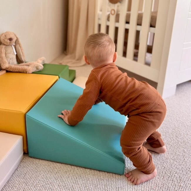 Foam blokken set Corner – creatief en veilig speelplezier in turquoise