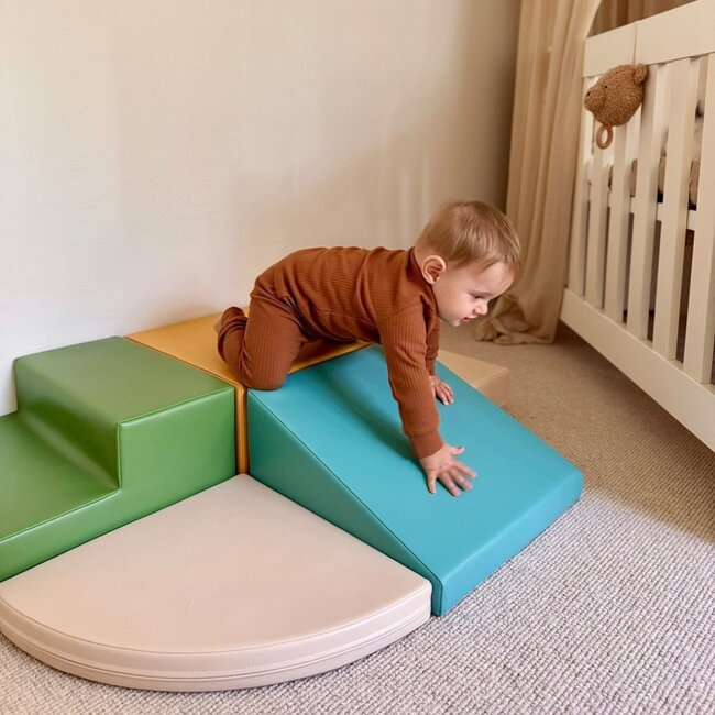 Foam blokken set Corner – creatief en veilig speelplezier in turquoise