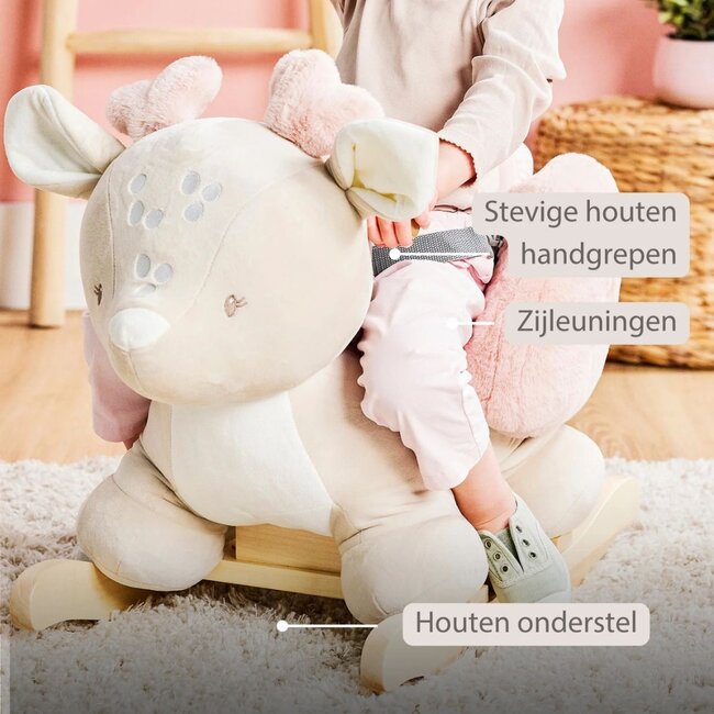 Schommeldier hertje in beige – Zacht, veilig en leuk voor kinderen