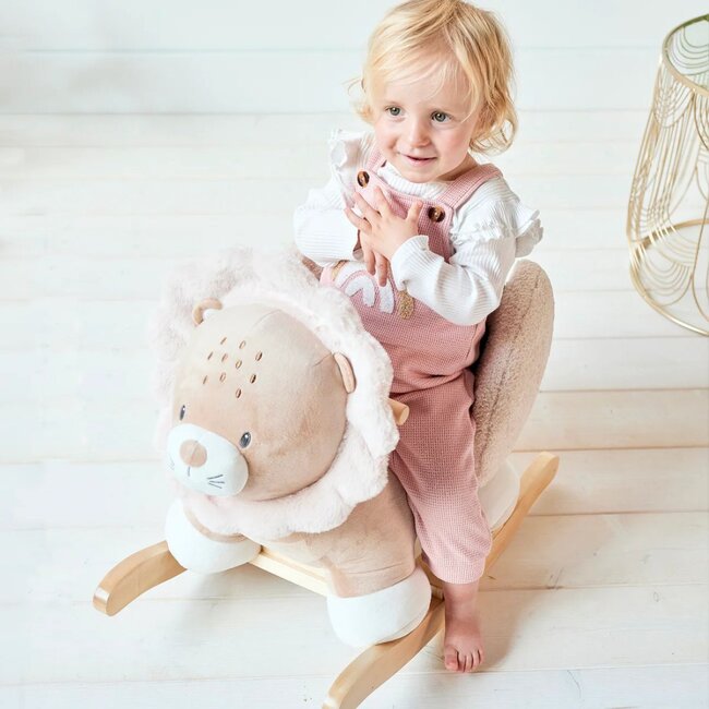 Rocking lion toy in beige – Soft, safe, and fun for kids