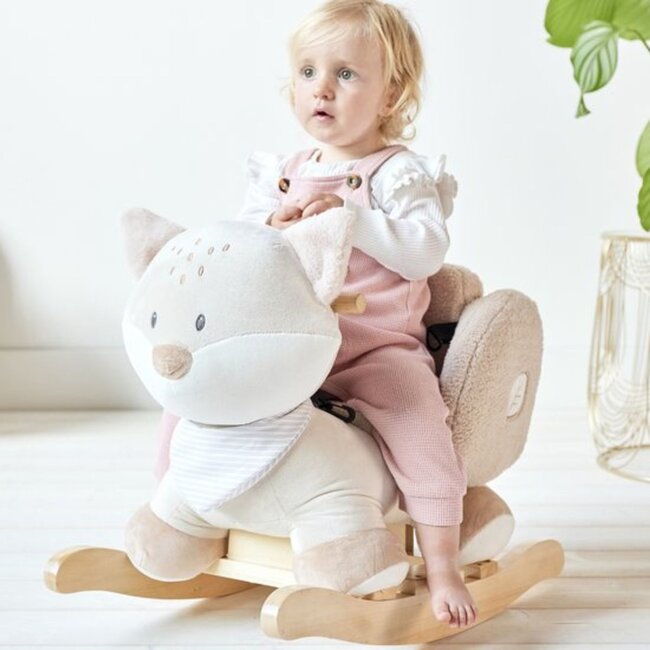 Animal à bascule renard Flo en beige – Doux, sûr et amusant pour les enfants