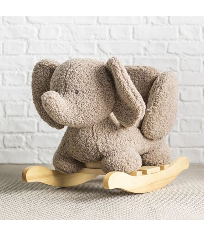 Schommeldier olifant in taupé – Zacht, veilig en leuk voor jonge kinderen