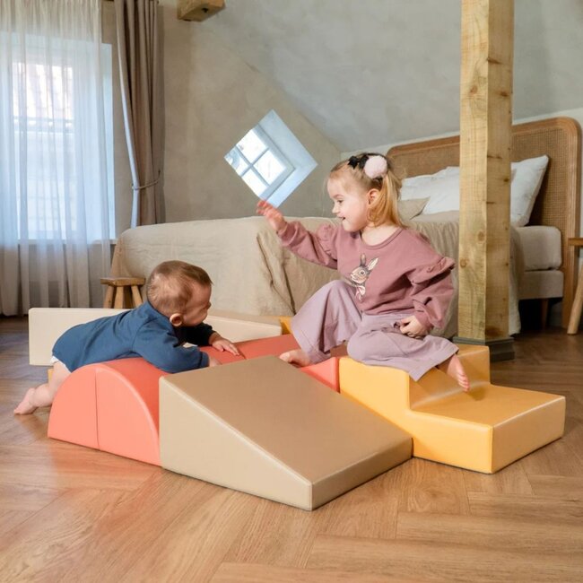 Foam blocks set Adventurer – pastel pink soft blocks for adventurous play