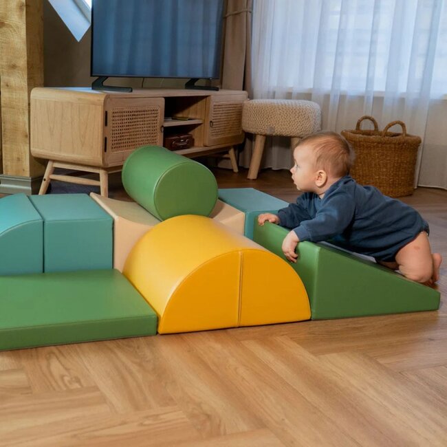 Softplay foam blokken set in turquoise – stimuleert motoriek en creativiteit
