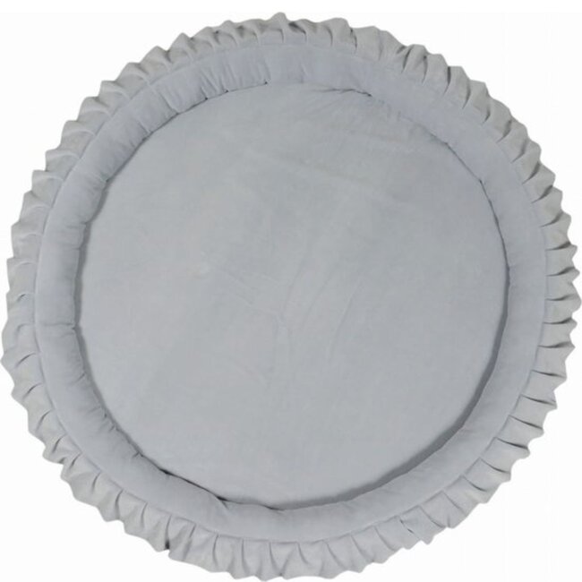 Grijs velvet speelnest met hoge zachte randen – stijlvol en veilig