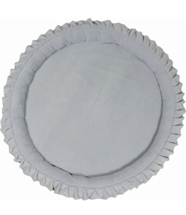 Grijs velvet speelnest met hoge zachte randen – stijlvol en veilig