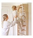 Mini houten gymringen met witte straps in white wash – Perfect voor binnenspelen, motoriek en kinderfitness