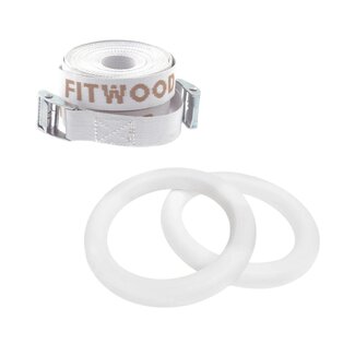 Fitwood Wooden gym rings with white straps – Mini | White