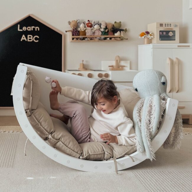 Arc d’escalade en bois naturel - blanc – Grimpe et jeu sécurisé pour enfants