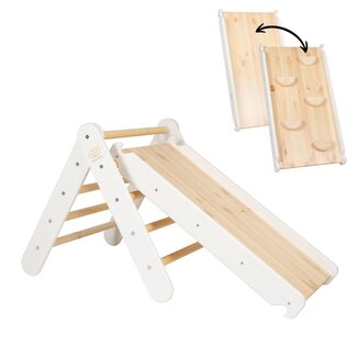 MeowBaby Klimdriehoek met glijbaan/klimwand | Wit